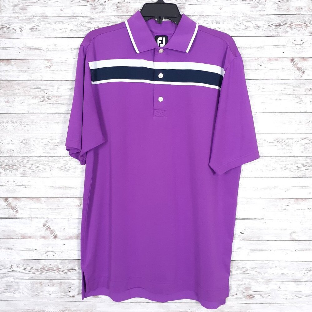 FJ FootJoy Mens Polo Shirt Medium Golf Athletic Purple Black 32